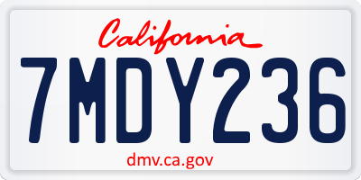 CA license plate 7MDY236