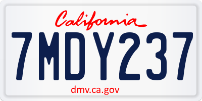 CA license plate 7MDY237
