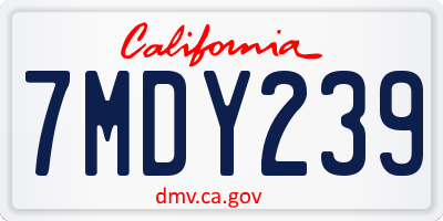 CA license plate 7MDY239