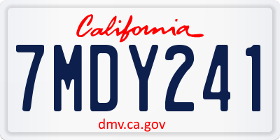 CA license plate 7MDY241