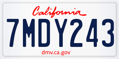 CA license plate 7MDY243