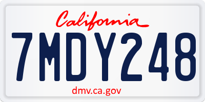 CA license plate 7MDY248