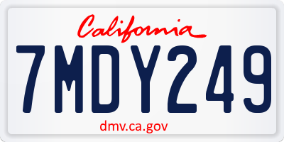 CA license plate 7MDY249