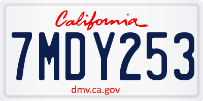 CA license plate 7MDY253