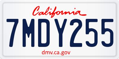 CA license plate 7MDY255