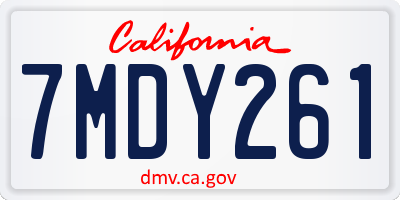 CA license plate 7MDY261
