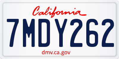 CA license plate 7MDY262
