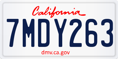 CA license plate 7MDY263
