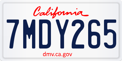 CA license plate 7MDY265