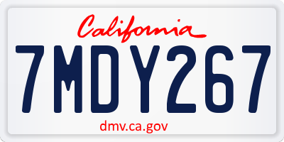 CA license plate 7MDY267