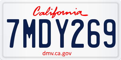 CA license plate 7MDY269