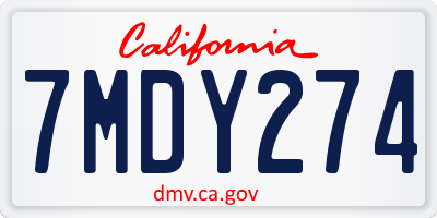 CA license plate 7MDY274