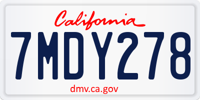 CA license plate 7MDY278
