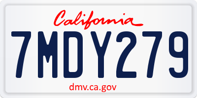 CA license plate 7MDY279