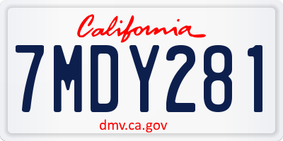 CA license plate 7MDY281