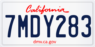 CA license plate 7MDY283