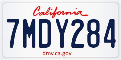 CA license plate 7MDY284