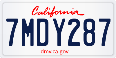 CA license plate 7MDY287
