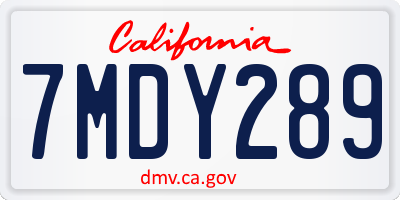 CA license plate 7MDY289