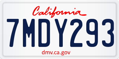 CA license plate 7MDY293