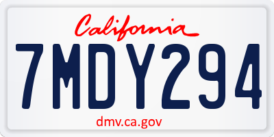 CA license plate 7MDY294