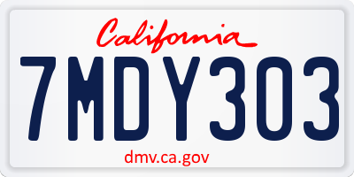 CA license plate 7MDY303