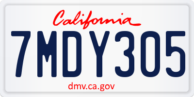 CA license plate 7MDY305