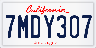 CA license plate 7MDY307
