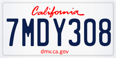 CA license plate 7MDY308