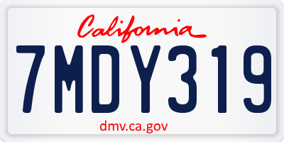 CA license plate 7MDY319