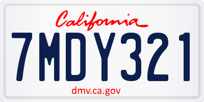 CA license plate 7MDY321