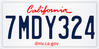 CA license plate 7MDY324