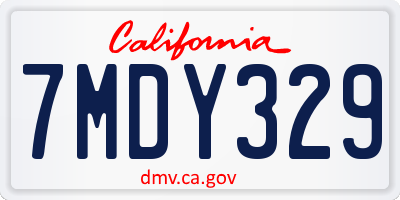 CA license plate 7MDY329