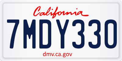 CA license plate 7MDY330