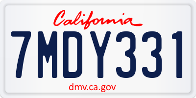 CA license plate 7MDY331