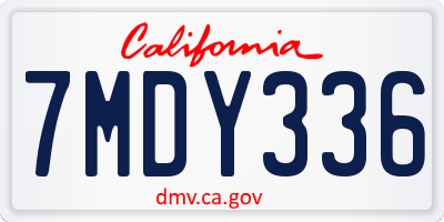 CA license plate 7MDY336