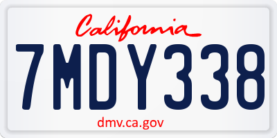 CA license plate 7MDY338