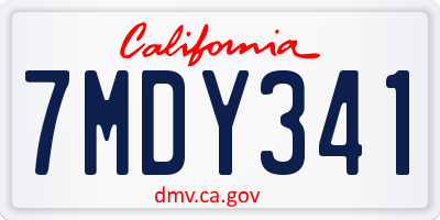 CA license plate 7MDY341