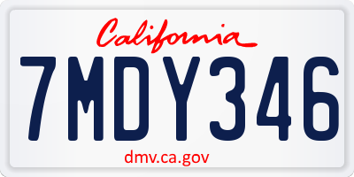 CA license plate 7MDY346