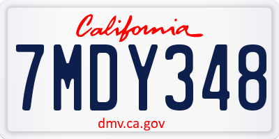 CA license plate 7MDY348