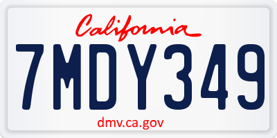 CA license plate 7MDY349
