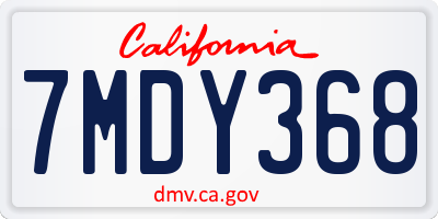 CA license plate 7MDY368