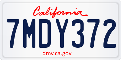 CA license plate 7MDY372