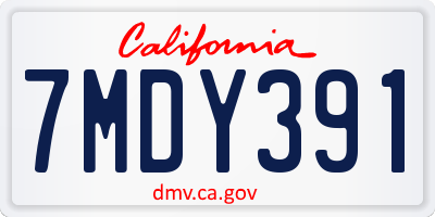 CA license plate 7MDY391