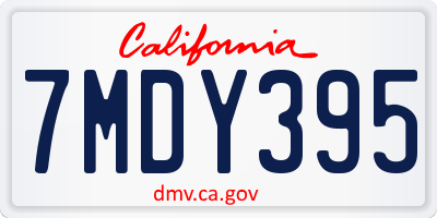 CA license plate 7MDY395