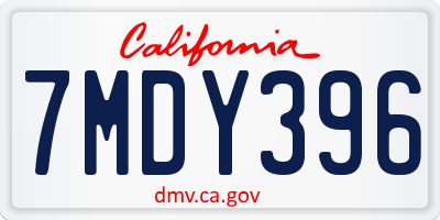 CA license plate 7MDY396