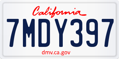 CA license plate 7MDY397