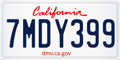 CA license plate 7MDY399
