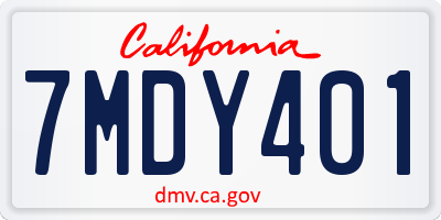 CA license plate 7MDY401