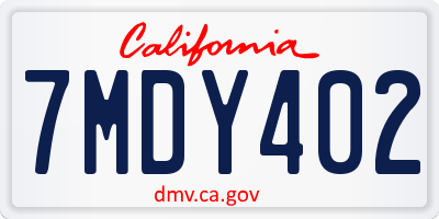 CA license plate 7MDY402